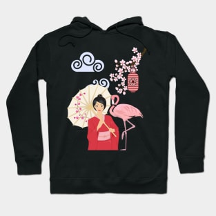 Japanese Geisha Cherry Blossoms Hoodie